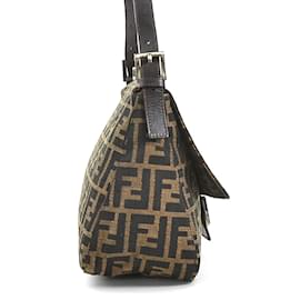 Fendi-Fendi Brown Canvas and Leather Shoulder Bag-Brown