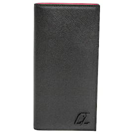 Christian Louboutin-Portefeuille long en cuir GROOVY de Christian Louboutin-Noir,Rouge