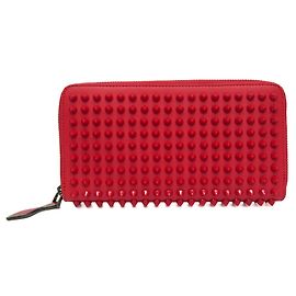 Cartera larga con tachuelas Panettone Christian Louboutin Roja