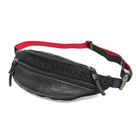 Christian Louboutin-Christian Louboutin Black Leather and Canvas Fanny Pack/Sling Bag-Black