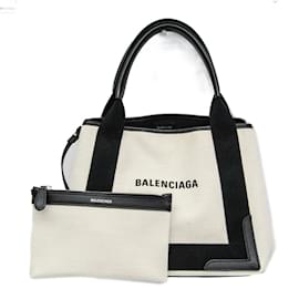 Balenciaga-Balenciaga Navy Cabas S Handbag-Black,Eggshell
