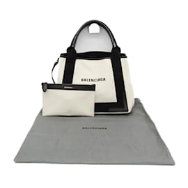 Balenciaga-Balenciaga Navy Cabas S Handbag-Black,Eggshell