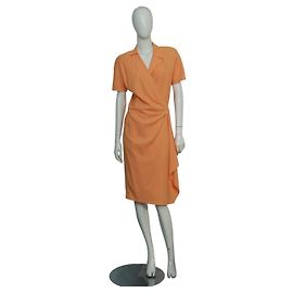 Vestido envelope com cinto de viscose laranja Thierry Mugler Laranja