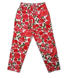 Jeans Moschino vintage de los años 1980 con rosas Roja Multicolor