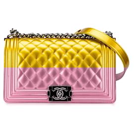 Chanel-Chanel Coco Mark Matelasse Boy 25 Chain Shoulder Bag-Golden