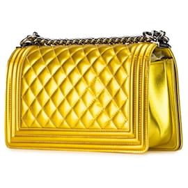 Chanel-Chanel Coco Mark Matelasse Boy 25 Chain Shoulder Bag-Golden