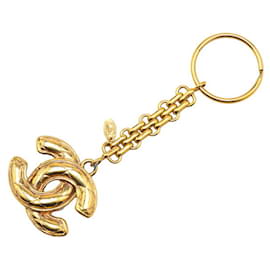 Chanel-Chanel Coco Mark Matelasse Keychain-Golden