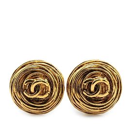 Boucles d'oreilles clips en plaqué or Chanel Coco Mark Doré