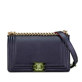 Chanel-Chanel Coco Mark Boy 25 Chain Shoulder Bag-Red,Navy blue