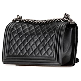 Chanel-Chanel Matelasse Boy 25 Chain Shoulder Bag-Black