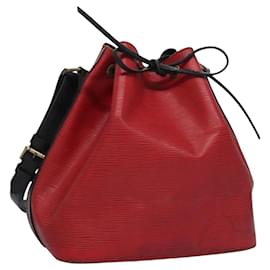 Louis Vuitton-LOUIS VUITTON Epi Petit Noe Shoulder Bag Bicolor Black Red M44017 LV Auth BD922-Black,Red