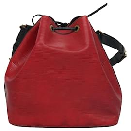 Louis Vuitton-LOUIS VUITTON Epi Petit Noe Shoulder Bag Bicolor Black Red M44017 LV Auth BD922-Black,Red