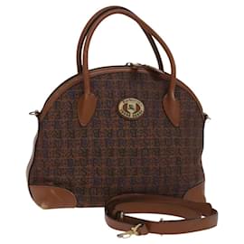 Autre Marque-Burberrys Hand Bag Canvas 2way Brown Gold Auth BD588-Brown,Golden