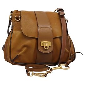 Chloé Bolsa de Ombro Chloe Lexa em Couro Marrom Dourado Auth EC560 Marrom Dourado