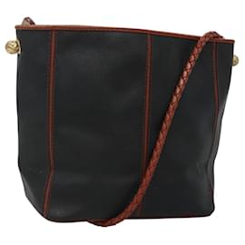 Autre Marque-BOTTEGA VENETA Shoulder Bag PVC Leather Black Brown gold Auth bs23702-Brown,Black,Golden