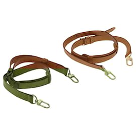 Louis Vuitton-LOUIS VUITTON Shoulder Strap Leather 2Set Beige LV Auth ep7683-Beige