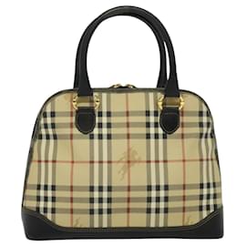 Autre Marque-Burberrys Nova Check Hand Bag PVC Beige Gold Auth BD753-Beige,Golden