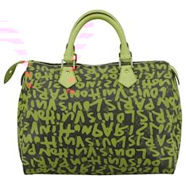 Louis Vuitton-LOUIS VUITTON Monogram Graffiti Speedy 30 Hand Bag Orange M93705 Auth 104195SA-Orange,Monogram