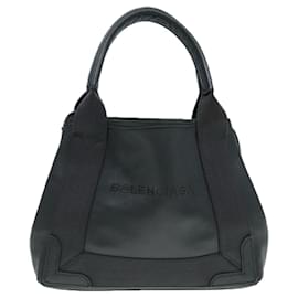 Balenciaga-BALENCIAGA Navy Cabas XS Hand Bag Leather 2way Gray Silver 390346 Auth 88816-Brown,Silvery