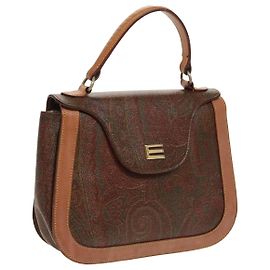 ETRO Bolsa de mão em couro PVC marrom Auth am7198 Marrom