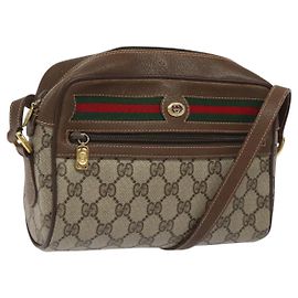 GUCCI GG Supreme Web Borsa Sherry Linea PVC Beige Oro Rosso 56 02 087 Auth EC527 Rosso Beige D'oro