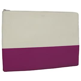Céline-CELINE Clutch Bag Leather Purple White Silver Auth yk16218-Silvery,White,Purple