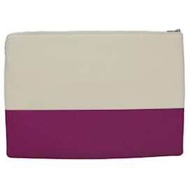 Céline-CELINE Clutch Bag Leather Purple White Silver Auth yk16218-Silvery,White,Purple