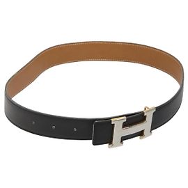 Hermès HERMES Twotone Constance H Gürtel Leder 31,1" Schwarz Auth ki5531 Schwarz