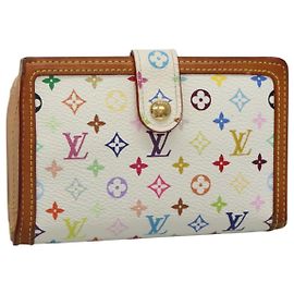 LOUIS VUITTON Multicolor Portefeuille Viennois Wallet White M92987 LV Auth MY154 White