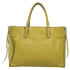 Balenciaga-BALENCIAGA The Paper Mini Hand Bag Leather Yellow Silver 370926 Auth ki5506-Silvery,Yellow