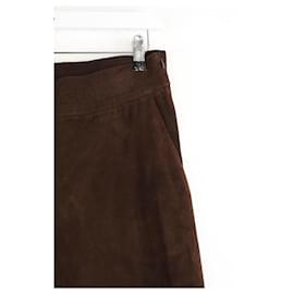 Maison Ullens-Slim suede pants-Brown
