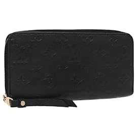 Louis Vuitton-LOUIS VUITTON Monogram Empreinte Zippy Wallet Black M61864 LV Auth ar12887-Black