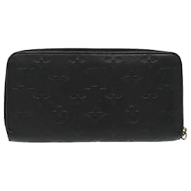 Louis Vuitton-LOUIS VUITTON Monogram Empreinte Zippy Wallet Black M61864 LV Auth ar12887-Black