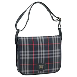 Autre Marque-Burberrys Nova Check Shoulder Bag Canvas Navy Auth 101945-Navy blue