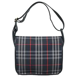 Autre Marque-Burberrys Nova Check Shoulder Bag Canvas Navy Auth 101945-Navy blue