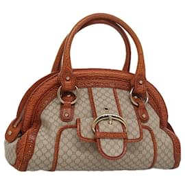 Céline-CELINE Macadam Canvas Hand Bag Beige Auth 106588-Beige