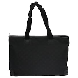 Gucci-GUCCI GG Canvas Tote Bag Outlet Black Silver 180449 Auth ep7007-Black,Silvery