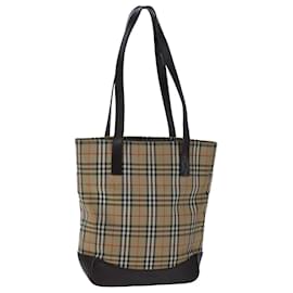 Autre Marque-Burberrys Nova Check Tote Bag Canvas Leather Beige Auth 104451-Beige