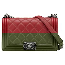 Chanel-Chanel Coco Mark Boy 25 Chain Shoulder Bag-Red