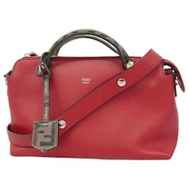 Fendi-Sac à épaule en cuir rouge Fendi-Rouge
