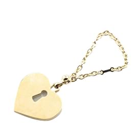 Chanel-Chanel Heart Coco Mark Rhinestone Keychain-Pink,Golden