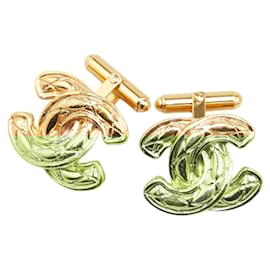 Chanel-Chanel Matelasse Coco Mark Gold Plated Cufflinks-Golden