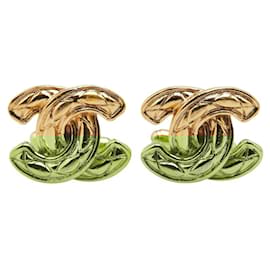 Chanel-Chanel Matelasse Coco Mark Gold Plated Cufflinks-Golden