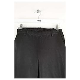 Stouls-Wide leather pants-Black