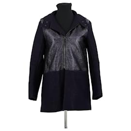 Sandro Navy Wool Coat Navy blue