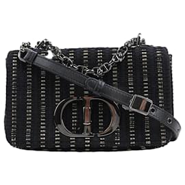 Dior-Christian Dior Silk-Embroidered Caro Tweed Small Crossbody Bag in Black x Gold-Black