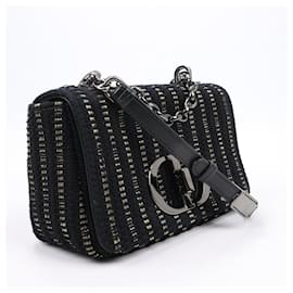 Dior-Christian Dior Silk-Embroidered Caro Tweed Small Crossbody Bag in Black x Gold-Black