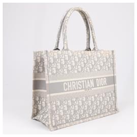 Dior-Christian Dior Oblique Book Tote Canvas Tote Handbag in Gray / with scarf-Grey
