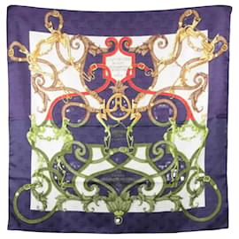 Hermès-Hermès Carré 90 " L’INSTRVCTION DV ROY" 100% Silk Scarf-Navy blue