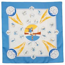 Hermès-Hermès Carré 90 " Vivs Les champions!" 100% Silk Scarf-Blue